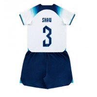 Koszulka piłkarska Anglia Luke Shaw #3 Strój Domowy dla dzieci MŚ 2022 tanio Krótki Rękaw (+ Krótkie spodenki)